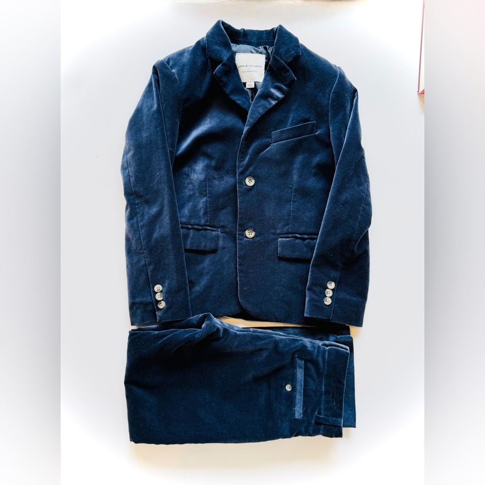 Janie and Jack Navy Velvet Jacket and Cap